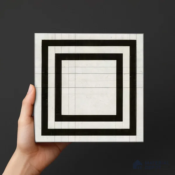 Subway Wall Tile TL 04979 Marrakech Marquina Black & White 8 x 8 inch Ceramic Matte Finish - 10 mm | Suitable for Highlighter Walls, Foyer, Bathroom, Kitchen Wall & Backsplashes (Sample)