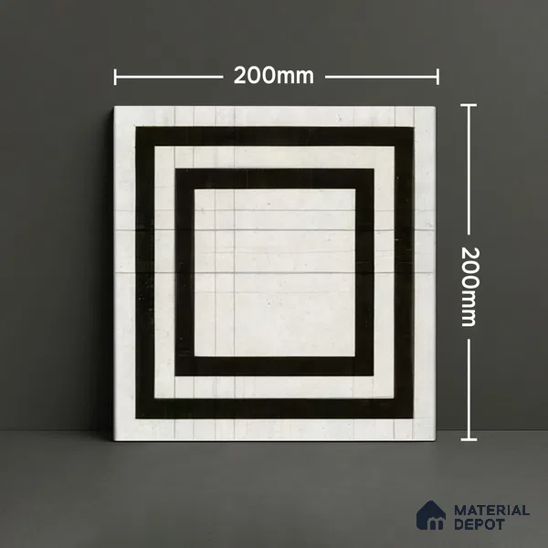 Subway Wall Tile TL 04979 Marrakech Marquina Black & White 8 x 8 inch Ceramic Matte Finish - 10 mm | Suitable for Highlighter Walls, Foyer, Bathroom, Kitchen Wall & Backsplashes (Sample)