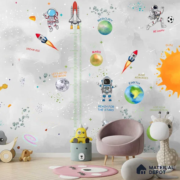 Customized Space Theme Wallpaper Design for Kids Room Sparkla N Shine Series Handmade Space Design (Customised Size Wallpaper)