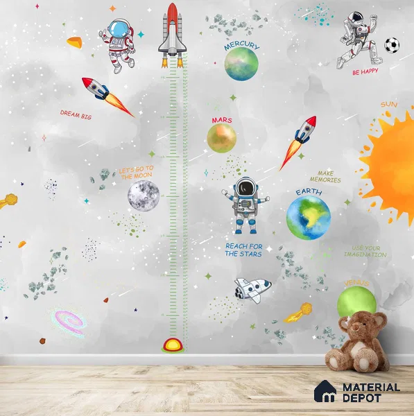 Customized Space Theme Wallpaper Design for Kids Room Sparkla N Shine Series Handmade Space Design (Customised Size Wallpaper)