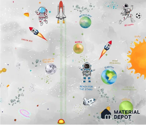 Customized Space Theme Wallpaper Design for Kids Room Sparkla N Shine Series Handmade Space Design (Customised Size Wallpaper)