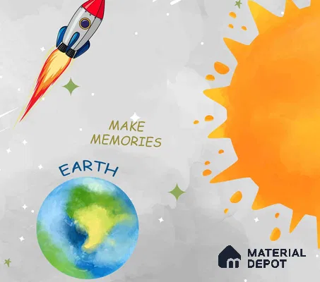 Customized Space Theme Wallpaper Design for Kids Room Sparkla N Shine Series Handmade Space Design (Customised Size Wallpaper)