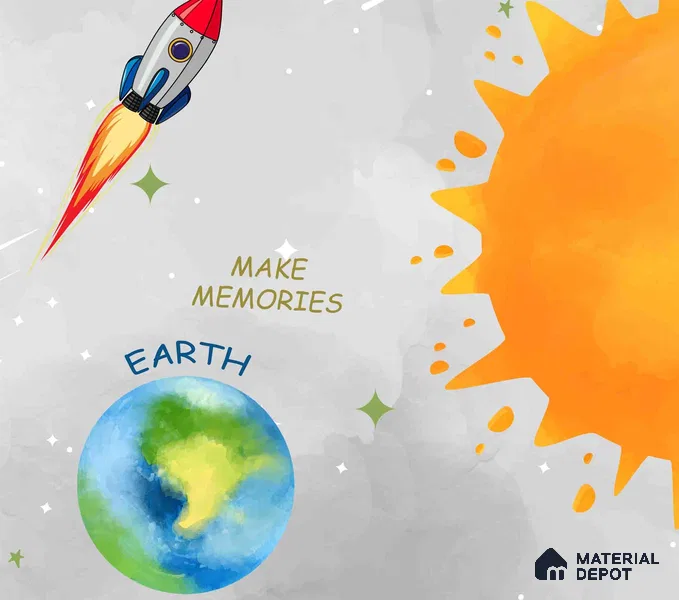 Customized Space Theme Wallpaper Design for Kids Room Sparkla N Shine Series Handmade Space Design (Customised Size Wallpaper)