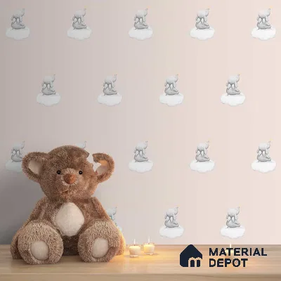 Cute Elephant Repeat Pattern Design Wallpaper for Nursery Rooms 10 Meter x 19.68 Inches Soft Feel Paper Type Wallpaper -54 Sq. Ft. | Minimum 15% wastage during installation