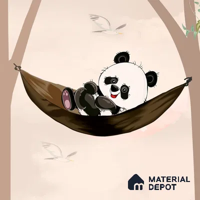 Cute Panda on Hammock Wallpaper for Kids Room Wall, Customised Sparkla N Shine Series Canvas Entertainment Design (Customised Size Wallpaper)
