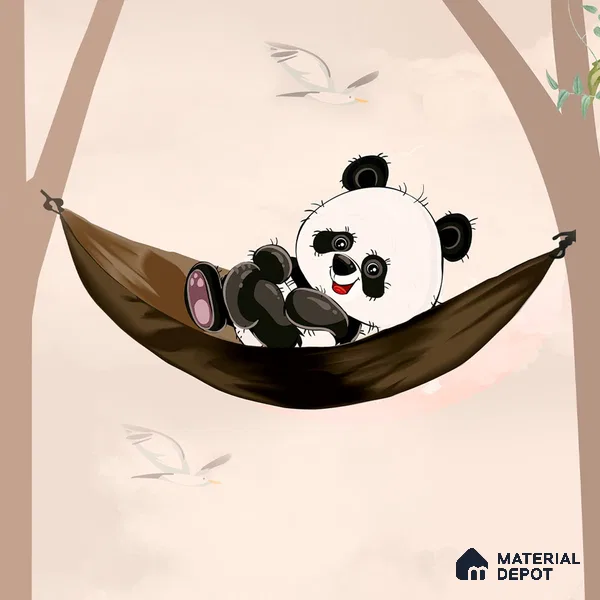 Cute Panda on Hammock Wallpaper for Kids Room Wall, Customised Sparkla N Shine Series Canvas Entertainment Design (Customised Size Wallpaper)