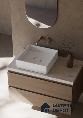 Dallas Solid White Translucent Basin BS 00218 395 x 395 mm Artificial Stone Acrylic Body Stain Free Designer Basin - 100 mm | Suitable For Bathroom, Vanity & Utility Areas