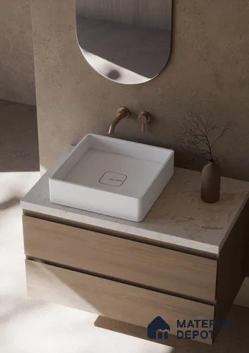 Dallas Solid White Translucent Basin BS 00218 395 x 395 mm Artificial Stone Acrylic Body Stain Free Designer Basin - 100 mm | Suitable For Bathroom, Vanity & Utility Areas
