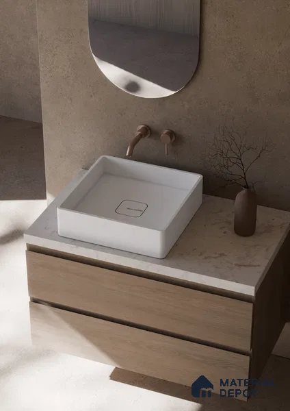 Dallas Solid White Translucent Basin BS 00218 395 x 395 mm Artificial Stone Acrylic Body Stain Free Designer Basin - 100 mm | Suitable For Bathroom, Vanity & Utility Areas