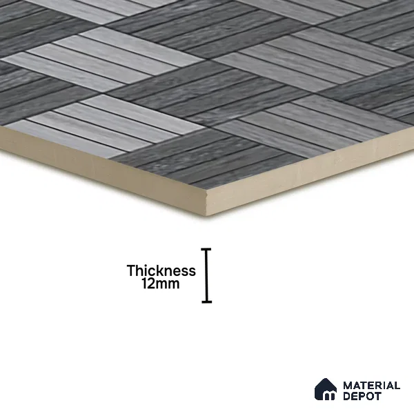 Budget Friendly Patterned Look Value for Money Parking Davys Grey Floor Tile 16 x 16 inch | TL 00595 | Vitrified Matte Finish Tile - 12 mm | Suitable For Parking, Outdoor, Balcony & Terrace | Pattern Alignment May Vary | 2-3 mm Spacer is Mandatory