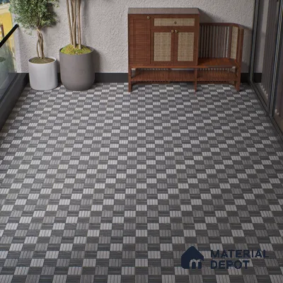 Budget Friendly Patterned Look Value for Money Parking Davys Grey Floor Tile 16 x 16 inch | TL 00595 | Vitrified Matte Finish Tile - 12 mm | Suitable For Parking, Outdoor, Balcony & Terrace | Pattern Alignment May Vary | 2-3 mm Spacer is Mandatory