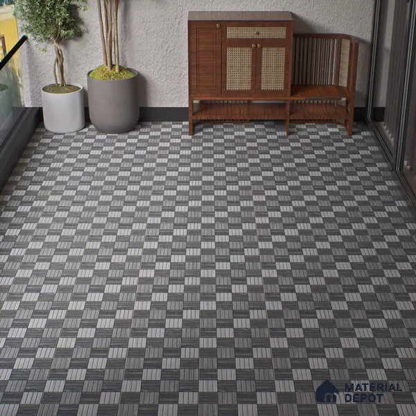 Budget Friendly Patterned Look Value for Money Parking Davys Grey Floor Tile 16 x 16 inch | TL 00595 | Vitrified Matte Finish Tile - 12 mm | Suitable For Parking, Outdoor, Balcony & Terrace | Pattern Alignment May Vary | 2-3 mm Spacer is Mandatory