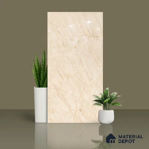 Budget Friendly Marble Floor & Wall Tile Value For Money TL 05579 Beige Terez Dayna 4 ft x 2 ft - Vitrified Glossy Finish -9 mm | 4 Random Design | Suitable for Living Room, Bedroom & Bathroom