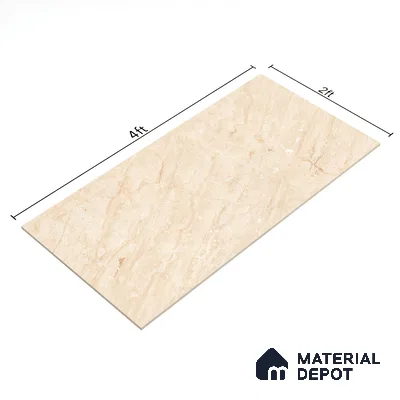 Budget Friendly Marble Floor & Wall Tile Value For Money TL 05579 Beige Terez Dayna 4 ft x 2 ft - Vitrified Glossy Finish -9 mm | 4 Random Design | Suitable for Living Room, Bedroom & Bathroom