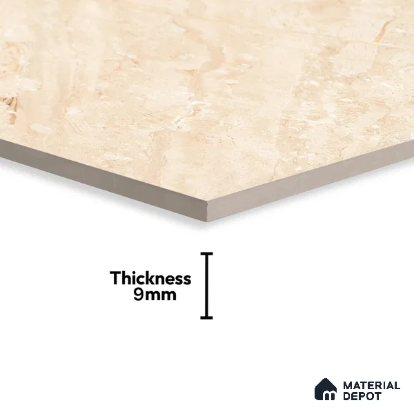 Budget Friendly Marble Floor & Wall Tile Value For Money TL 05579 Beige Terez Dayna 4 ft x 2 ft - Vitrified Glossy Finish -9 mm | 4 Random Design | Suitable for Living Room, Bedroom & Bathroom