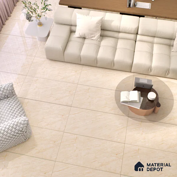 Budget Friendly Marble Floor & Wall Tile Value For Money TL 05579 Beige Terez Dayna 4 ft x 2 ft - Vitrified Glossy Finish -9 mm | 4 Random Design | Suitable for Living Room, Bedroom & Bathroom