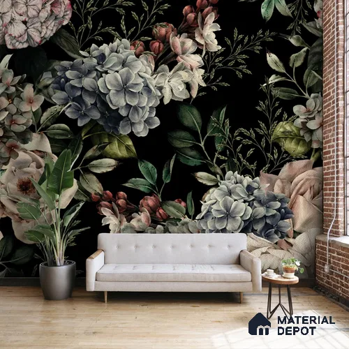 Dense Floral Wall Pattern, Customised Wallpaper Indrani Series Soft Feel Florals Design (Customised Size Wallpaper )