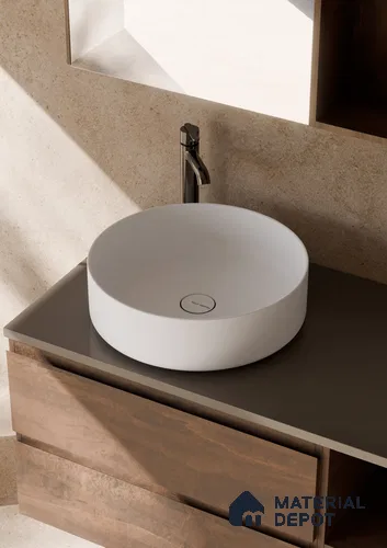 Derban Solid White Translucent Basin BS 00208 360 x 360 mm Artificial Stone Acrylic Body Stain Free Designer Basin - 130 mm | Suitable For Bathroom, Vanity & Utility Areas