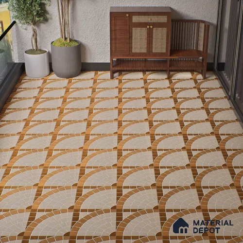Parking Floor Tile TL 07580 Desert Linen | 16 x 16 inch | Anti Slip Matte Finish Heavy Duty Vitrified Tile - 12 mm | Suitable For High Traffic Areas, Terrace, Balcony | Pattern Alignment May Vary | 2-3 mm Spacer is Mandatory