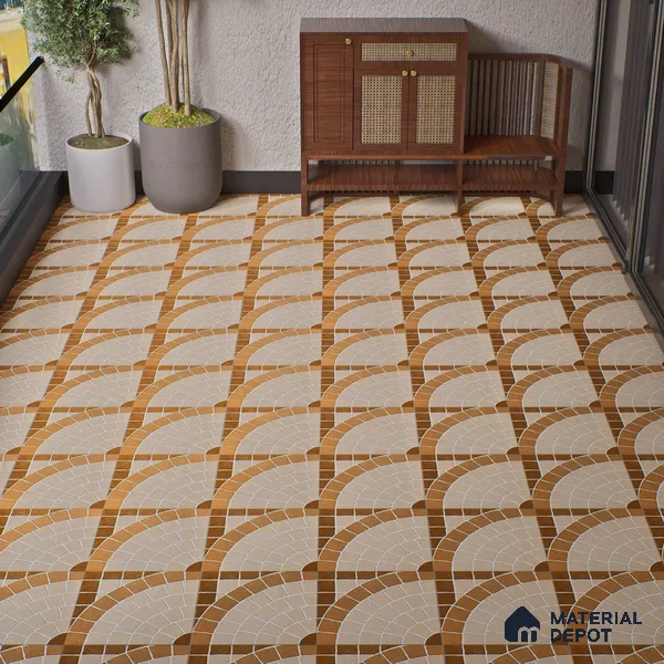 Parking Floor Tile TL 07580 Desert Linen | 16 x 16 inch | Anti Slip Matte Finish Heavy Duty Vitrified Tile - 12 mm | Suitable For High Traffic Areas, Terrace, Balcony | Pattern Alignment May Vary | 2-3 mm Spacer is Mandatory