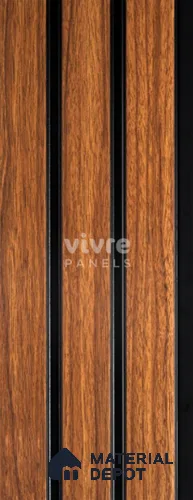 Brown Wooden Louver 2002 Nogal 8 ft x 4.9 inch Charcoal Panel - 12 mm | Suitable for Feature Wall, TV Unit & Living Room | Width is Subjected to 5% Variation
