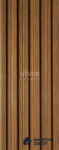 Brown Wooden Louver 2016 Zingana 8 ft x 4.9 inch Charcoal Panel - 12 mm | Suitable for Feature Wall, TV Unit & Living Room | Width is Subjected to 5% Variation