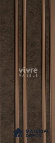 Brown Leather Louver 2020 Azabache 8 ft x 4.9 inch Charcoal Panel - 12 mm | Suitable for Feature Wall, TV Unit & Living Room | Width is Subjected to 5% Variation