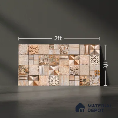 Stone Elevation Wall Tile TL 04276 C Bonzer Brown 2 ft x 1 ft Matte Finish Ceramic Tile - 10 mm | Suitable For Modern Facades, Outdoor Cladding & Feature Wall