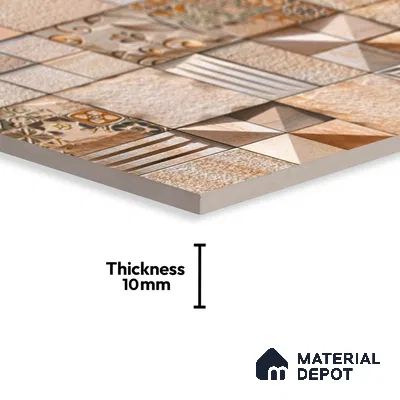 Stone Elevation Wall Tile TL 04276 C Bonzer Brown 2 ft x 1 ft Matte Finish Ceramic Tile - 10 mm | Suitable For Modern Facades, Outdoor Cladding & Feature Wall