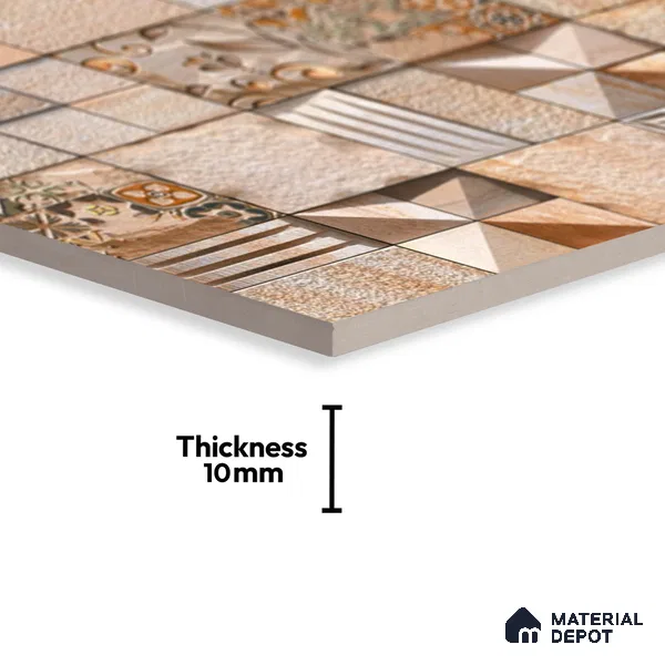 Stone Elevation Wall Tile TL 04276 C Bonzer Brown 2 ft x 1 ft Matte Finish Ceramic Tile - 10 mm | Suitable For Modern Facades, Outdoor Cladding & Feature Wall