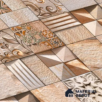 Stone Elevation Wall Tile TL 04276 C Bonzer Brown 2 ft x 1 ft Matte Finish Ceramic Tile - 10 mm | Suitable For Modern Facades, Outdoor Cladding & Feature Wall