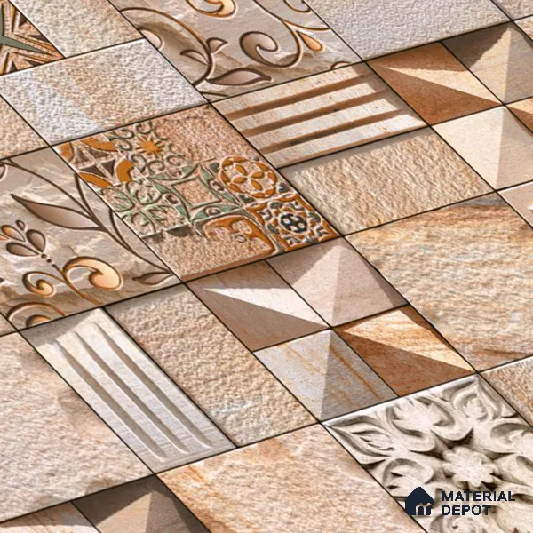 Stone Elevation Wall Tile TL 04276 C Bonzer Brown 2 ft x 1 ft Matte Finish Ceramic Tile - 10 mm | Suitable For Modern Facades, Outdoor Cladding & Feature Wall