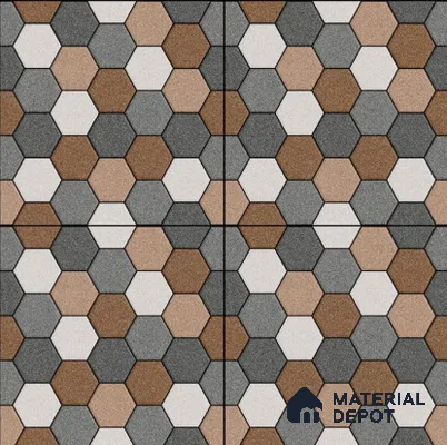 Budget Friendly Hexagonal Look Value for Money Parking Dim Grey Floor Tile 16 x 16 inch | TL 00588 | Vitrified Matte Finish Tile - 12 mm | Suitable For Parking, Outdoor, Balcony & Terrace | Pattern Alignment May Vary | 2-3 mm Spacer is Mandatory