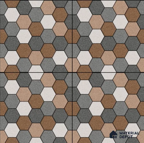 Budget Friendly Hexagonal Look Value for Money Parking Dim Grey Floor Tile 16 x 16 inch | TL 00588 | Vitrified Matte Finish Tile - 12 mm | Suitable For Parking, Outdoor, Balcony & Terrace | Pattern Alignment May Vary | 2-3 mm Spacer is Mandatory