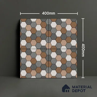 Budget Friendly Hexagonal Look Value for Money Parking Dim Grey Floor Tile 16 x 16 inch | TL 00588 | Vitrified Matte Finish Tile - 12 mm | Suitable For Parking, Outdoor, Balcony & Terrace | Pattern Alignment May Vary | 2-3 mm Spacer is Mandatory