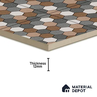 Budget Friendly Hexagonal Look Value for Money Parking Dim Grey Floor Tile 16 x 16 inch | TL 00588 | Vitrified Matte Finish Tile - 12 mm | Suitable For Parking, Outdoor, Balcony & Terrace | Pattern Alignment May Vary | 2-3 mm Spacer is Mandatory