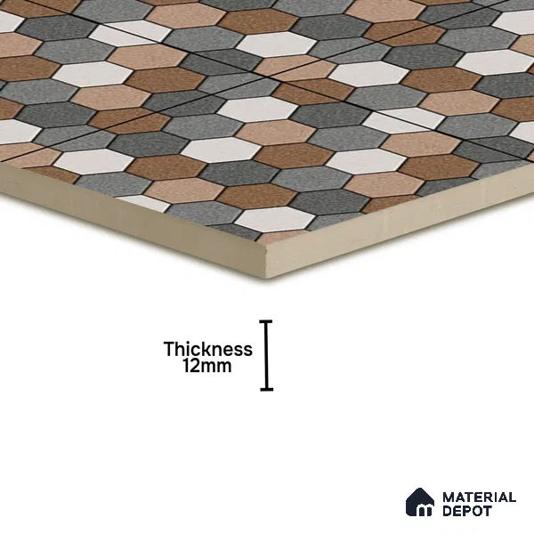 Budget Friendly Hexagonal Look Value for Money Parking Dim Grey Floor Tile 16 x 16 inch | TL 00588 | Vitrified Matte Finish Tile - 12 mm | Suitable For Parking, Outdoor, Balcony & Terrace | Pattern Alignment May Vary | 2-3 mm Spacer is Mandatory