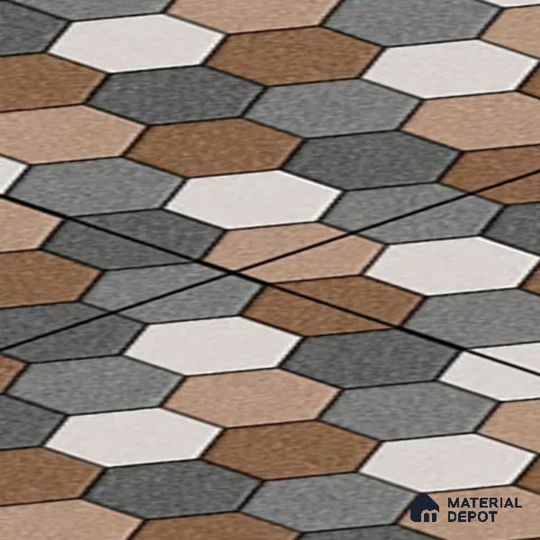 Budget Friendly Hexagonal Look Value for Money Parking Dim Grey Floor Tile 16 x 16 inch | TL 00588 | Vitrified Matte Finish Tile - 12 mm | Suitable For Parking, Outdoor, Balcony & Terrace | Pattern Alignment May Vary | 2-3 mm Spacer is Mandatory
