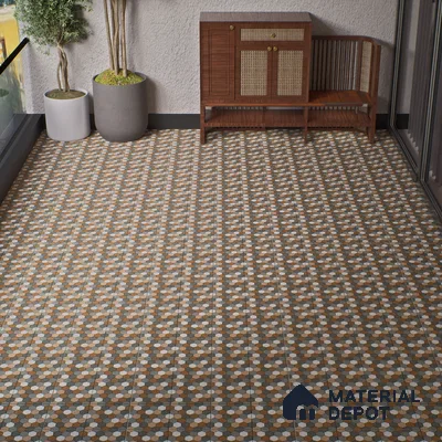 Budget Friendly Hexagonal Look Value for Money Parking Dim Grey Floor Tile 16 x 16 inch | TL 00588 | Vitrified Matte Finish Tile - 12 mm | Suitable For Parking, Outdoor, Balcony & Terrace | Pattern Alignment May Vary | 2-3 mm Spacer is Mandatory