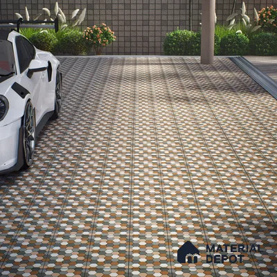 Budget Friendly Hexagonal Look Value for Money Parking Dim Grey Floor Tile 16 x 16 inch | TL 00588 | Vitrified Matte Finish Tile - 12 mm | Suitable For Parking, Outdoor, Balcony & Terrace | Pattern Alignment May Vary | 2-3 mm Spacer is Mandatory