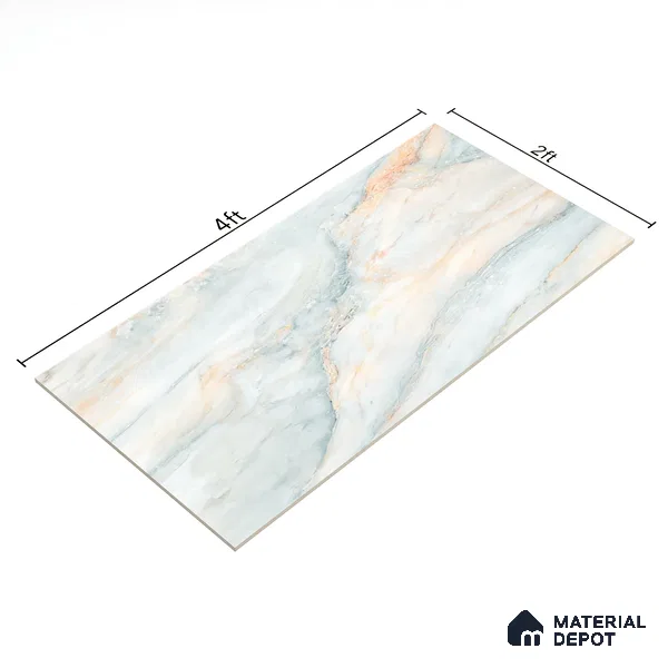 Marble Floor & Wall Tile TL 02177 Dior Blue 4 ft x 2 ft Prima Glossy Finish Vitrified Tile - 9 mm (Random 3)