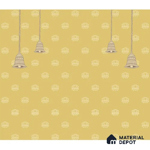 Divine Glow: Beautiful Yellow Pichwai Wallpaper for Pooja Room, Customised Indrani Series Canvas Patterned Design (Customised Size Wallpaper )