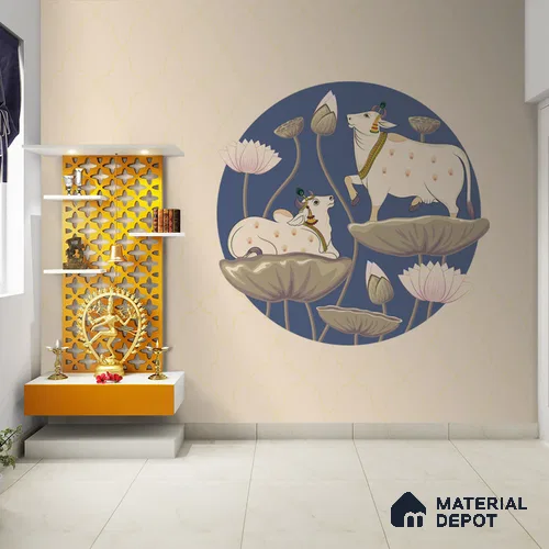 Divine Pichwai Beauty, Wallpaper for Wall, Customised Indrani Series Soft Feel Artistic Design (Customised Size Wallpaper )