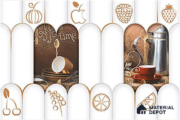 TL 00626 B Highlighter 1 Egg White & Brown 12 x 18 inch Glossy Finish 3D High Definition Digital Subway Ceramic Wall Tile - 6 mm