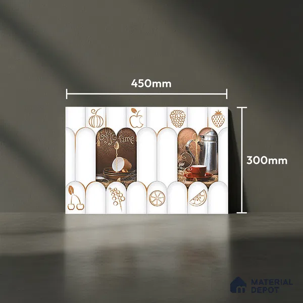 TL 00626 B Highlighter 1 Egg White & Brown 12 x 18 inch Glossy Finish 3D High Definition Digital Subway Ceramic Wall Tile - 6 mm