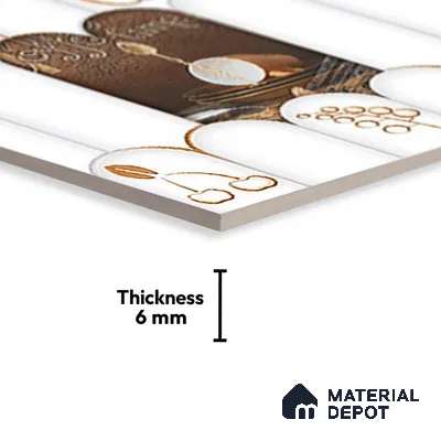 TL 00626 B Highlighter 1 Egg White & Brown 12 x 18 inch Glossy Finish 3D High Definition Digital Subway Ceramic Wall Tile - 6 mm