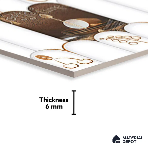 TL 00626 B Highlighter 1 Egg White & Brown 12 x 18 inch Glossy Finish 3D High Definition Digital Subway Ceramic Wall Tile - 6 mm