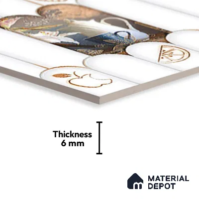 TL 00626 C Highlighter 2 Cool White & Brown 12 x 18 inch Glossy Finish 3D High Definition Digital Subway Ceramic Wall Tile - 6 mm