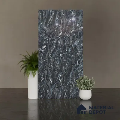 Double Charge Floor & Wall Tile TL 00438 Dualcore Tint Black 4 ft x 2 ft Vitrified Glossy Finish - 9 mm | Suitable for Bedroom, Living Room, Office & Bathroom Wall
