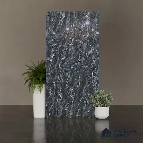 Double Charge Floor & Wall Tile TL 00438 Dualcore Tint Black 4 ft x 2 ft Vitrified Glossy Finish - 9 mm | Suitable for Bedroom, Living Room, Office & Bathroom Wall